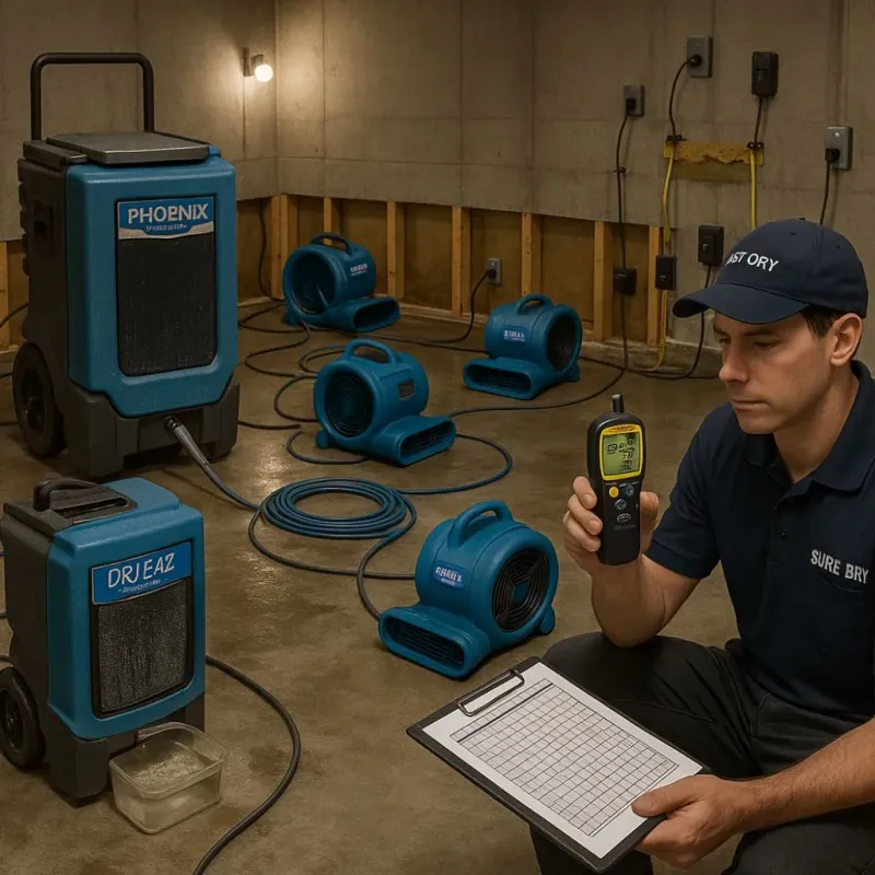 Structural Drying and Dehumidification process in Ojus, FL